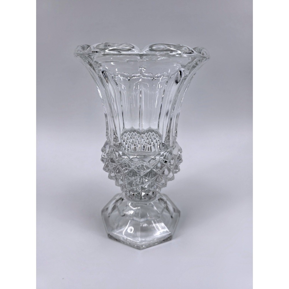 Vintage Price Products Crystal Vase West Germany Diamond Pattern Scalloped Rim